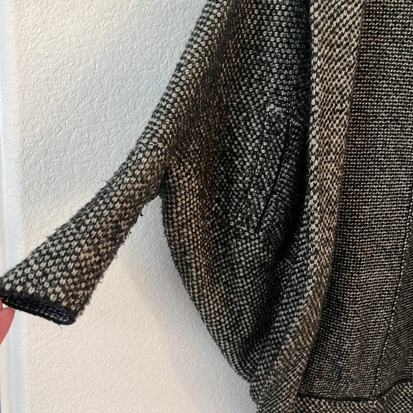 Zara Knit | Open Cardigan with Hoodie and Pockets | Black and White | Sz S - Picture 5 of 6